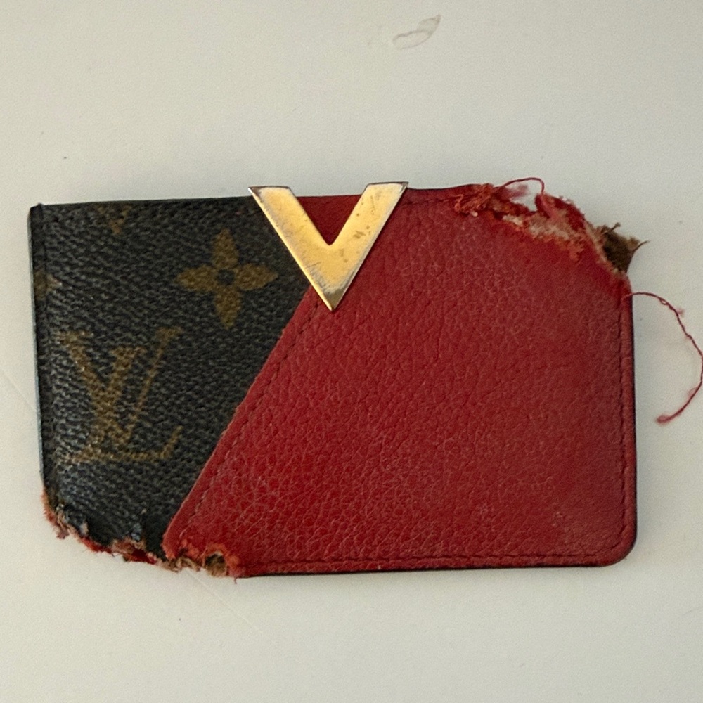 Louis Vuitton Monogram & Red Damaged Wallet